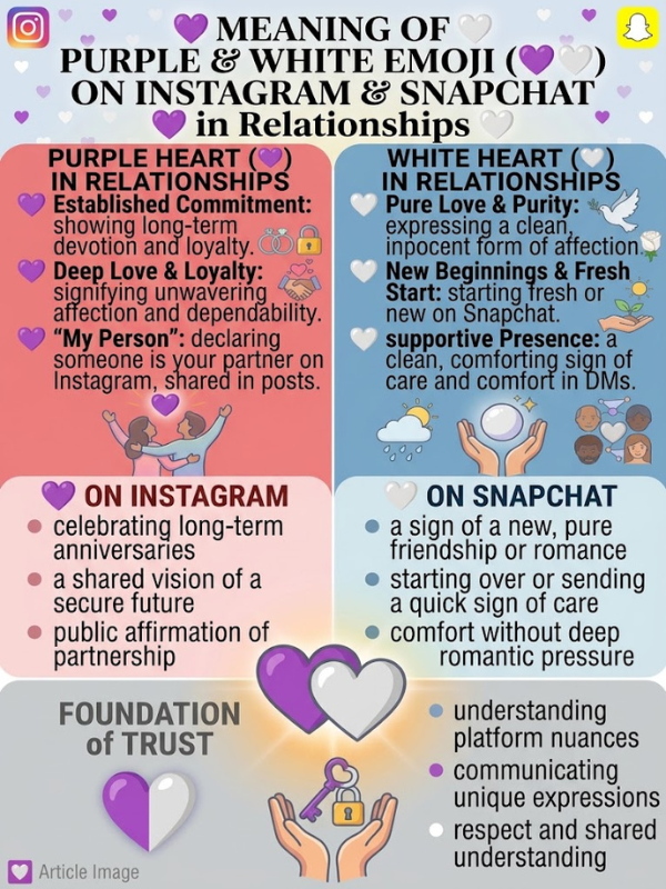 Meaning of purple and white Emoji on instagram and snapchat in relationship